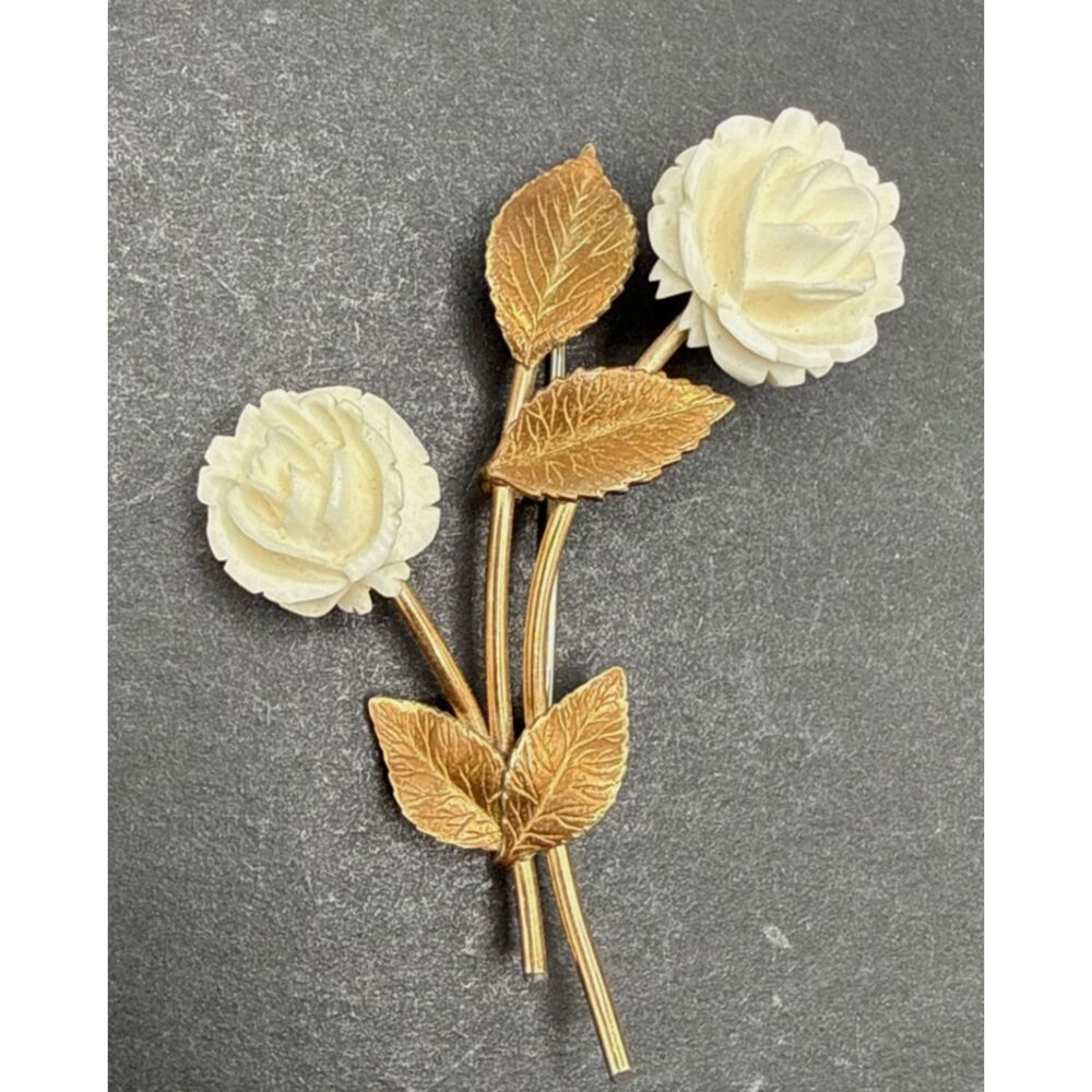 Stunning Vintage 1950s Roses Brooch Pin Signed by Diana Krementz